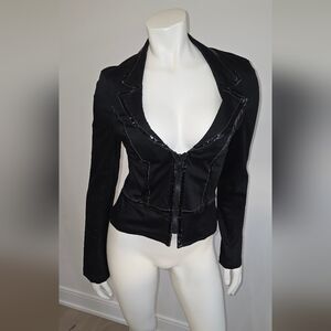 Tally Weijl Black Tailored Corset Style Cotton Blazer With Zipper S